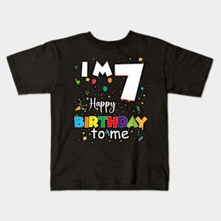 Kids Seven 7Yr 7Th Birthday Happy Birthday Boys Girls 7 Years Old Kids T-Shirt